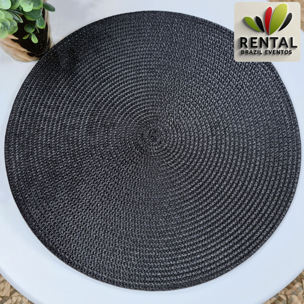 Aluguel de sousplat prata redondo para eventos, jogo americano elegante em polipropileno para mesas de casamento e festas