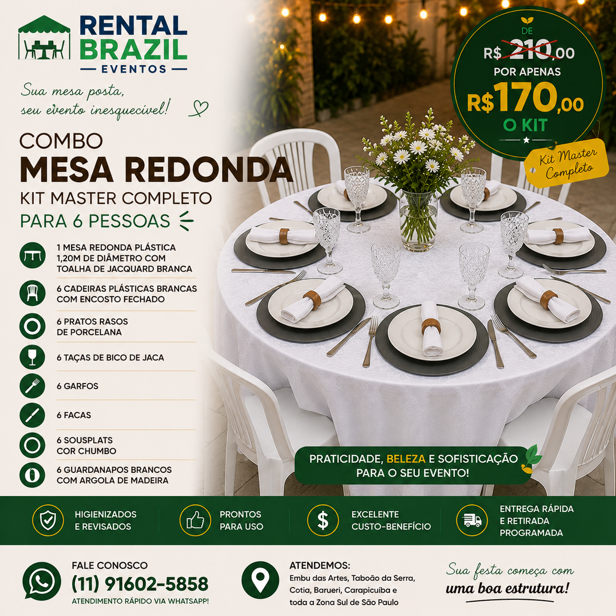 Kit para festas com sei lugares