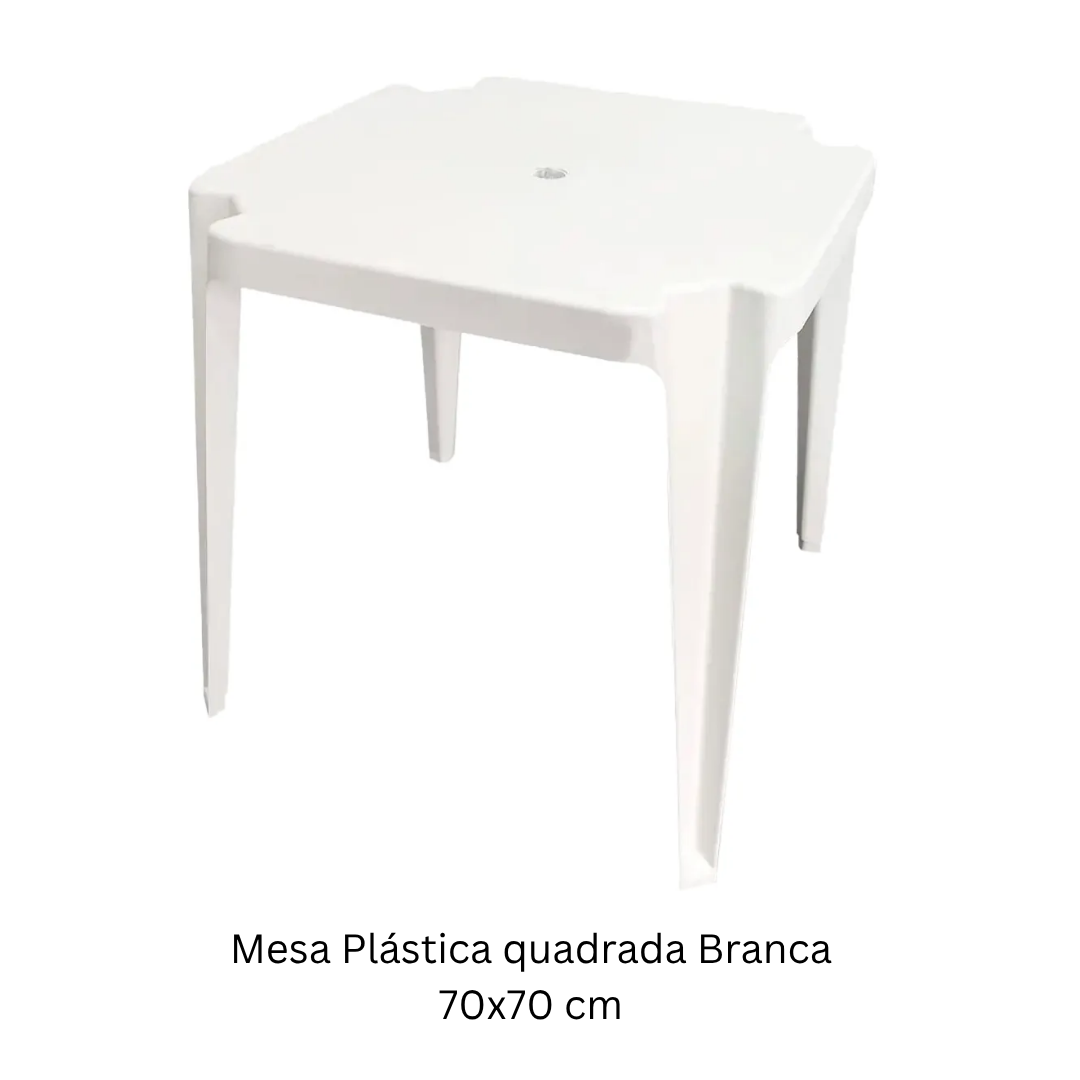 Mesa plástica quadrada branca para festas