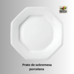 PRATO DE PORCELANA OITAVADO DE SOBREMESA