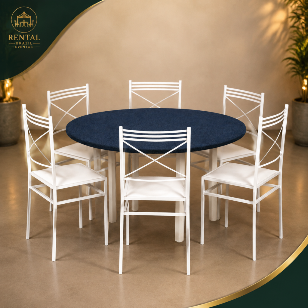 conjunto de mesa redonda e cadeira de ferro